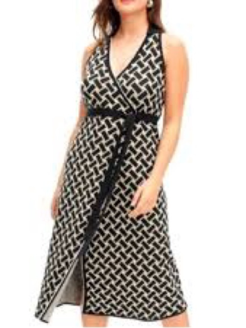 Diane Von Furstenberg x Target Black and White Geometric Wrap Midi Dress